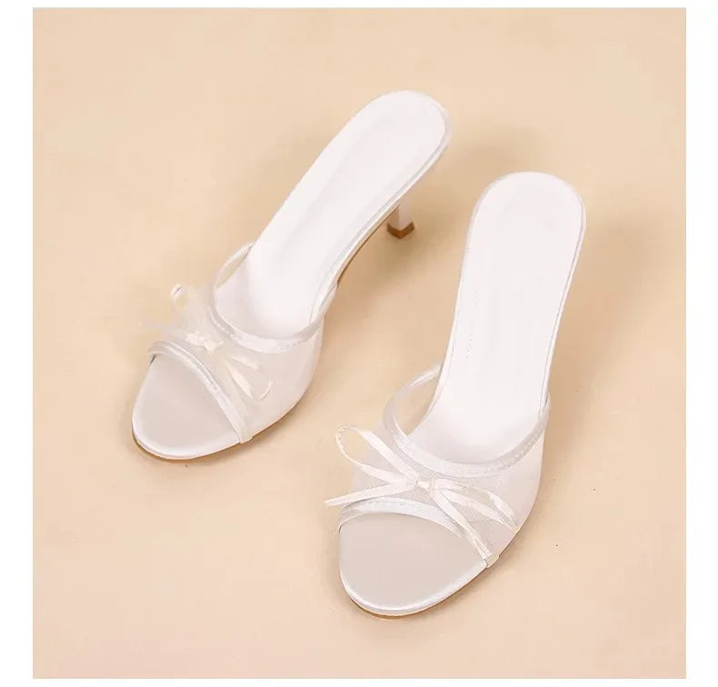 Summer Women's Sandals Elegant Women High Heels Fashion High Quality Butterfly-Knot Open Toe Slippers Brand Designer Women Pumps