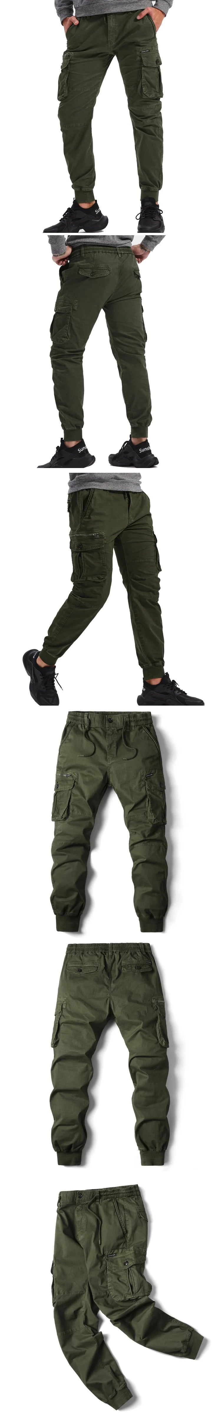 Cargo Pants Men Jogging Casual Pants Cotton Elastic Waist Military Mens Streetwear Mens Work Tactical  Trousers Plus Size