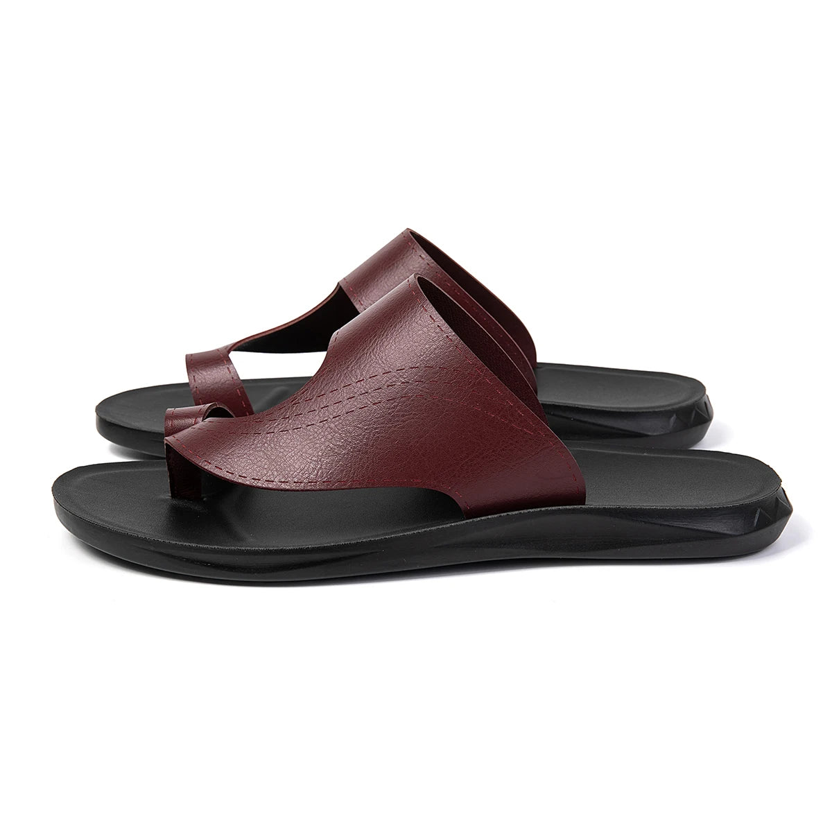 Summer Sandals High Quality Leather Men Bare Toe Slippers Men Shoes Slip on Casual Shoes Outdoor Mens Slides Comfy Beach Sandals