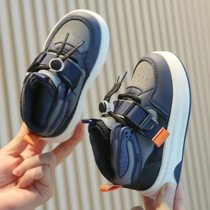 Kid Sneakers 2025 Spring Autumn Boys Causal High Top Sneakers Girls School Versatile Children's Chunky Basketball Shoes Non-slip