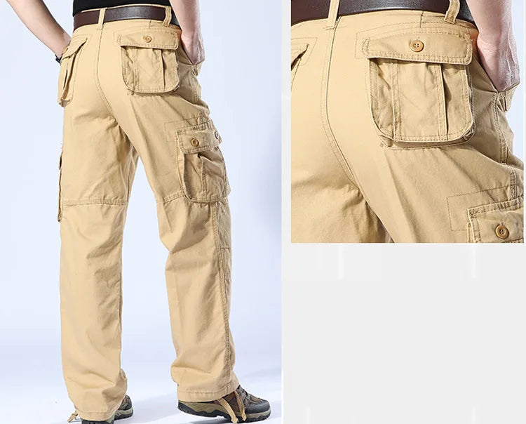 Tactical Cargo Pants Men Military Work Overalls Loose Straight Long Trousers Multi-Pocket Baggy Casual Cotton Army Slacks Pants