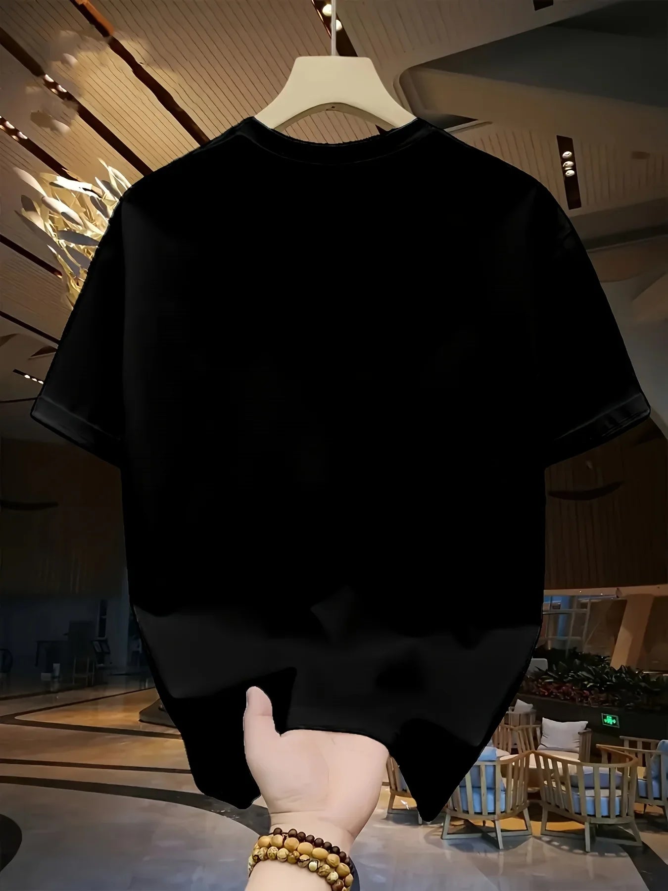 Men'S  Oversized T-Shirt - Breathable Short Sleeve Round Neck with Minimalist Black Grid Pattern PrintCa