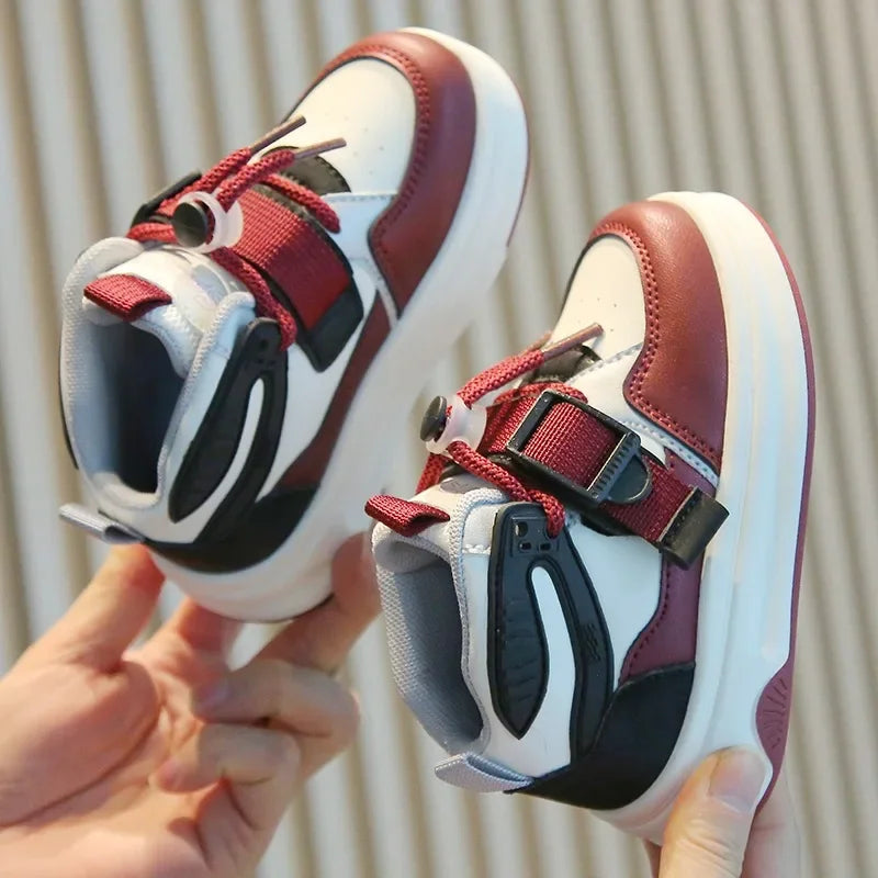 Kid Sneakers 2025 Spring Autumn Boys Causal High Top Sneakers Girls School Versatile Children's Chunky Basketball Shoes Non-slip
