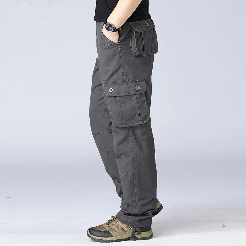 Tactical Cargo Pants Men Military Work Overalls Loose Straight Long Trousers Multi-Pocket Baggy Casual Cotton Army Slacks Pants