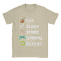 Oversized T Shirt Eat Sleep Anime Gaming Repeat Kawaii Otaku Anime Manga Cotton Tee Shirt for Men Summer Short Sleeve Tops