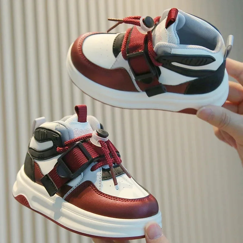 Kid Sneakers 2025 Spring Autumn Boys Causal High Top Sneakers Girls School Versatile Children's Chunky Basketball Shoes Non-slip