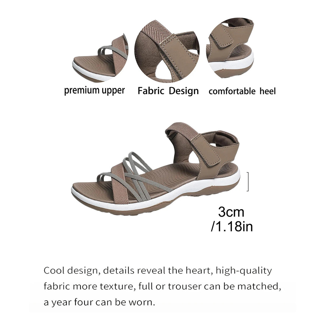 Women's Summer Sandals 2026 New Style, Flat, Non-Slip,Casual, Soft Sole,Large Size,Middle-Aged and Elderly Mom Shoes,Beach Shoes