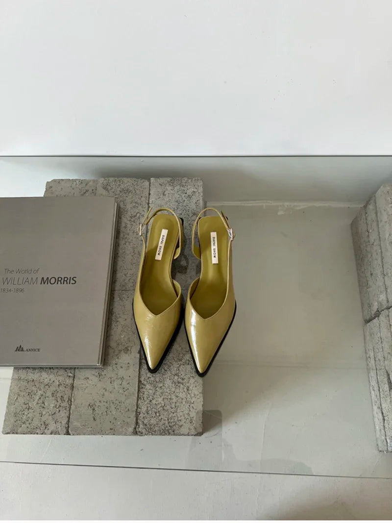 Summer Women's Cover Toe Sandals Elegant Shallow Slip On Shoes Comfort Low Heel Dress Street Style Shoes woman heeled sandals