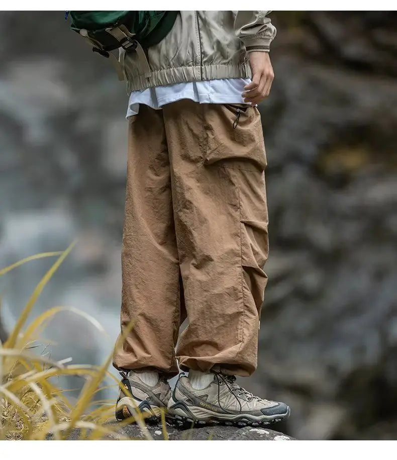 Men's Pants Cargo Punch Pants for Men Summer American Paratrooper Thin Drawstring Casual Outdoor Hiking Pant Loose Casual Trip
