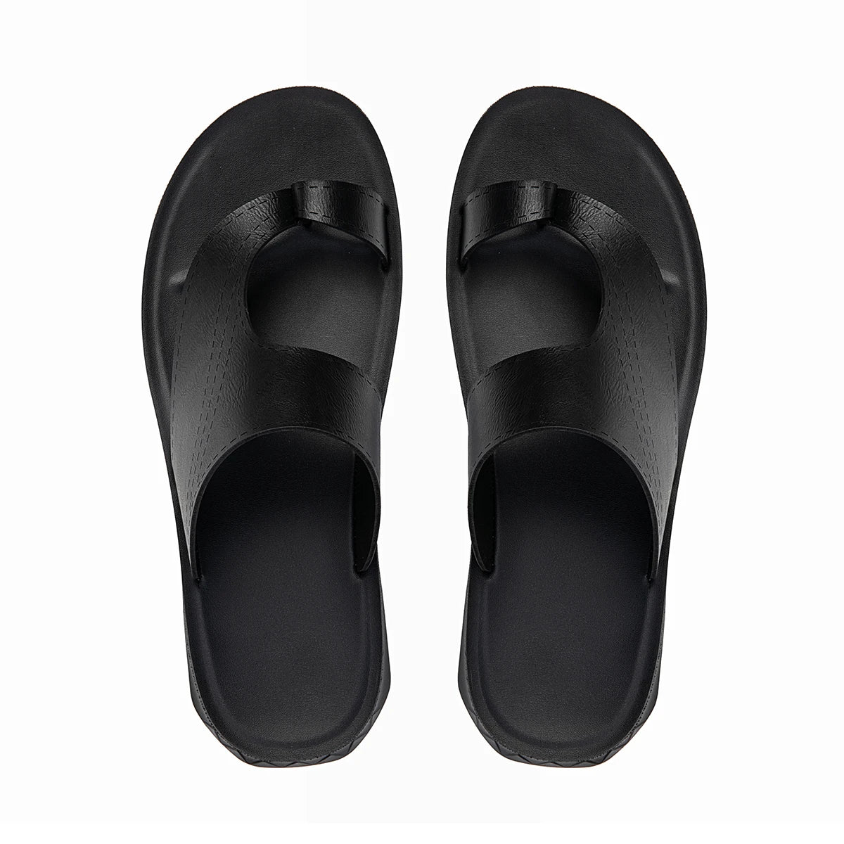 Summer Sandals High Quality Leather Men Bare Toe Slippers Men Shoes Slip on Casual Shoes Outdoor Mens Slides Comfy Beach Sandals