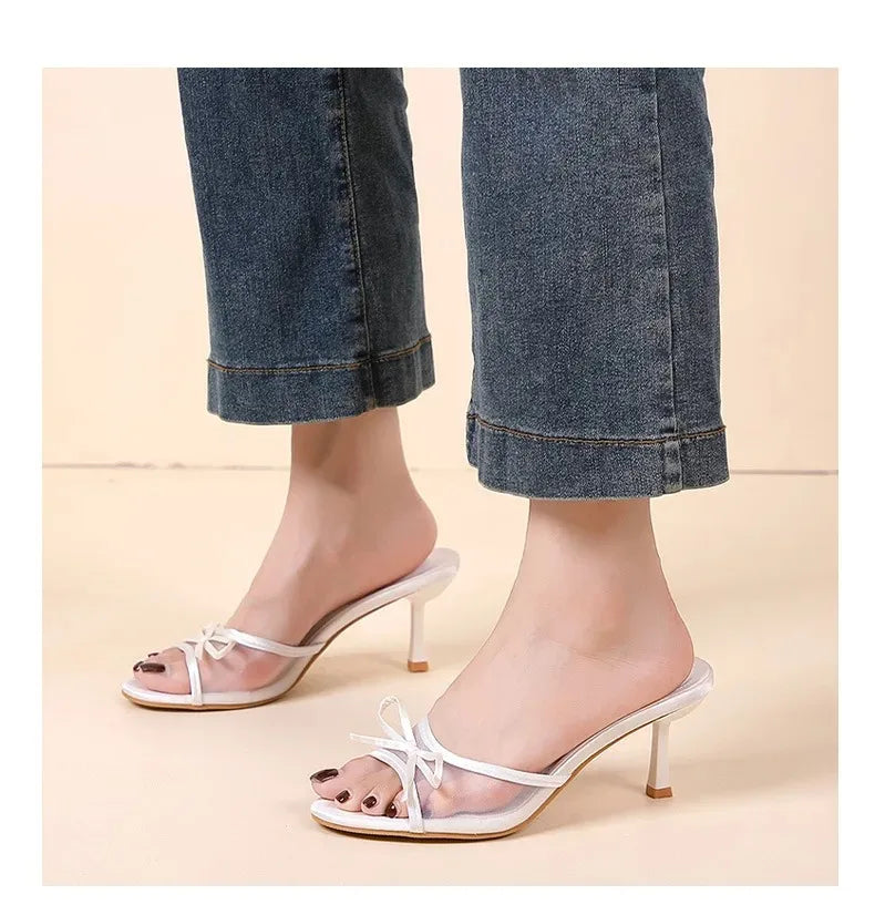 Summer Women's Sandals Elegant Women High Heels Fashion High Quality Butterfly-Knot Open Toe Slippers Brand Designer Women Pumps