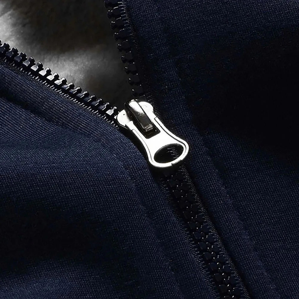 Winter Jacket Men Warm Coat Thick Fleece Male Zipper Hooded Jackets Casual Hooded Sportswear Outerwear Long Sleeves Sports Hoody
