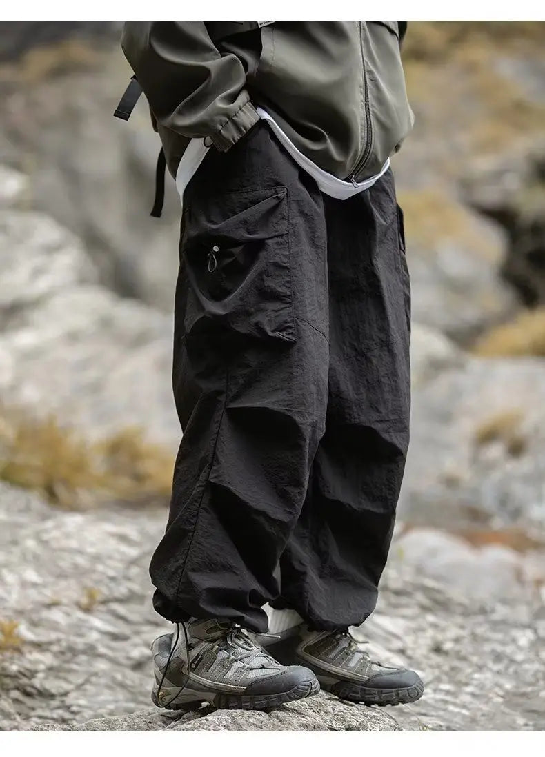 Men's Pants Cargo Punch Pants for Men Summer American Paratrooper Thin Drawstring Casual Outdoor Hiking Pant Loose Casual Trip