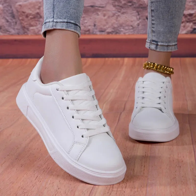 Platform Sneakers for Women Chic Low Top Trainers Elegant Minimalist Casual Shoes Trendy Daily Walking Shoes Tennis Shoes