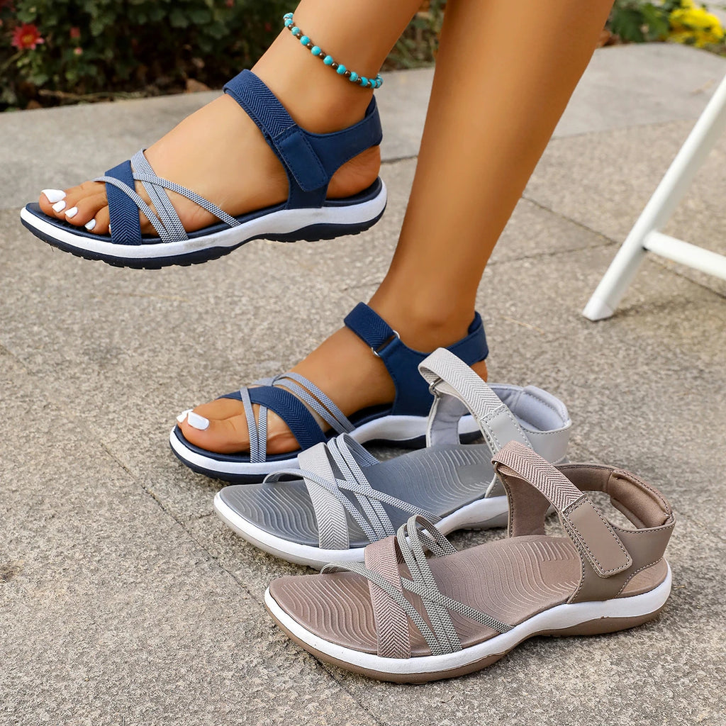 Women's Summer Sandals 2026 New Style, Flat, Non-Slip,Casual, Soft Sole,Large Size,Middle-Aged and Elderly Mom Shoes,Beach Shoes