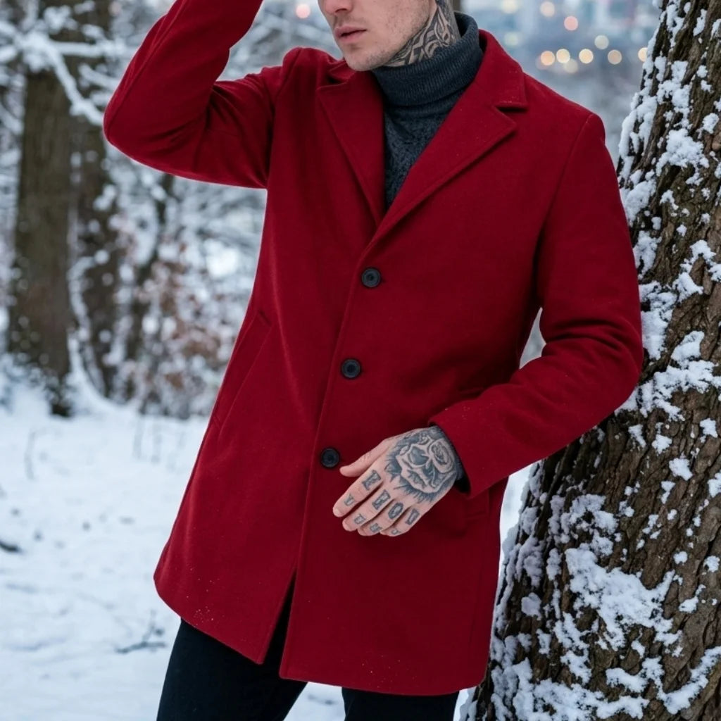 Winter Men's Jacket Outdoor Cold Coats Single Breasted Simple Coat Windbreaker Woolen Blend Men Business Casual Jacket Outerwear
