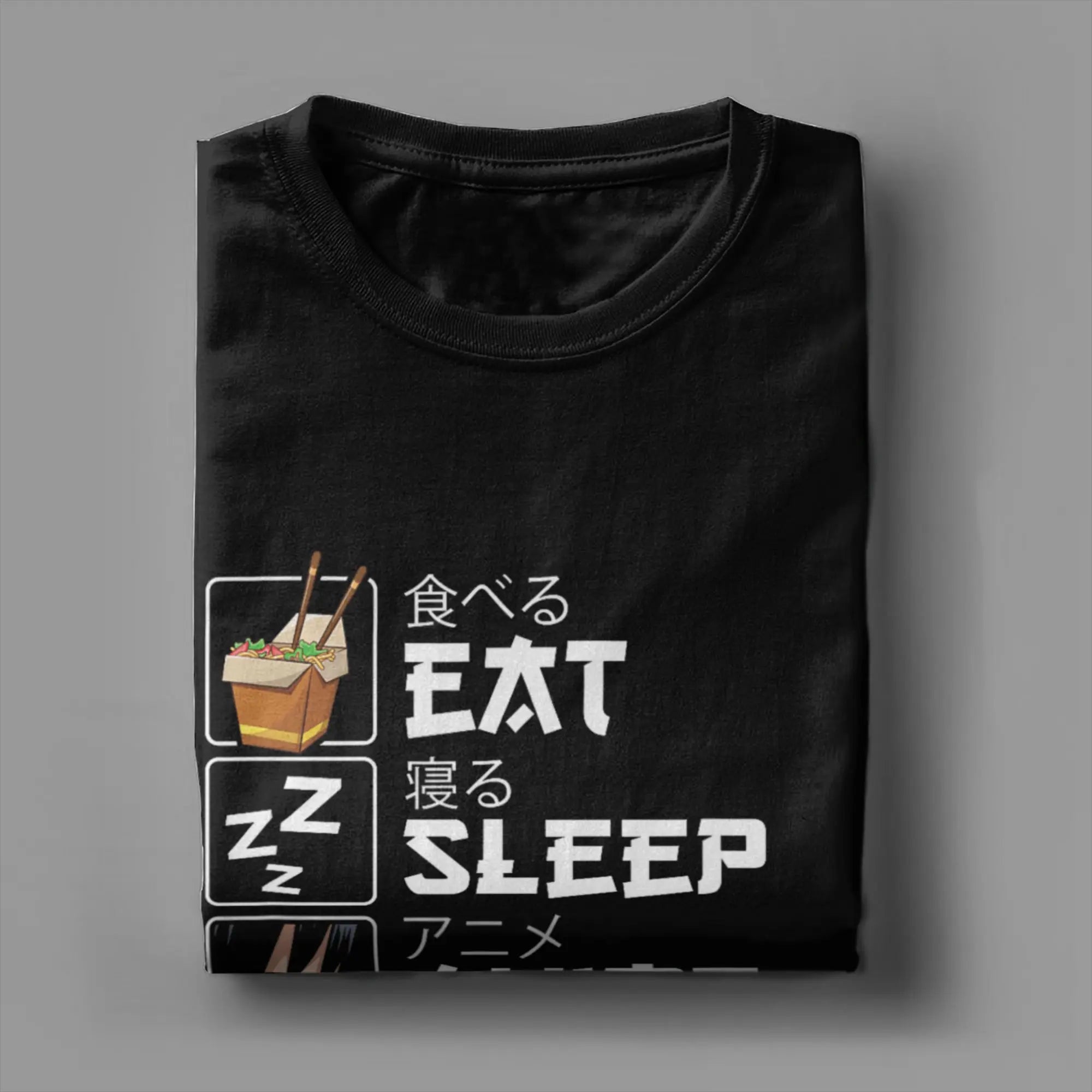 Oversized T Shirt Eat Sleep Anime Gaming Repeat Kawaii Otaku Anime Manga Cotton Tee Shirt for Men Summer Short Sleeve Tops