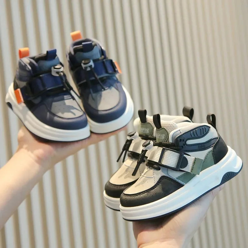 Kid Sneakers 2025 Spring Autumn Boys Causal High Top Sneakers Girls School Versatile Children's Chunky Basketball Shoes Non-slip