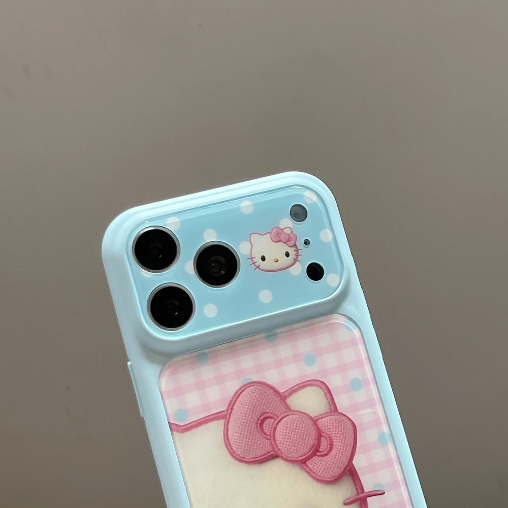 Fashion Cute Cartoon Sanrio Hello Kitty Wave point Bow Phone Case For iPhone 17 Pro 16 15 Pro Max Cases Shockproof Hard Cover