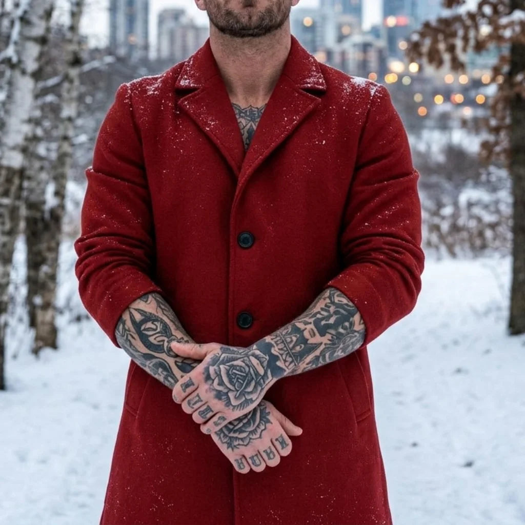 Winter Men's Jacket Outdoor Cold Coats Single Breasted Simple Coat Windbreaker Woolen Blend Men Business Casual Jacket Outerwear