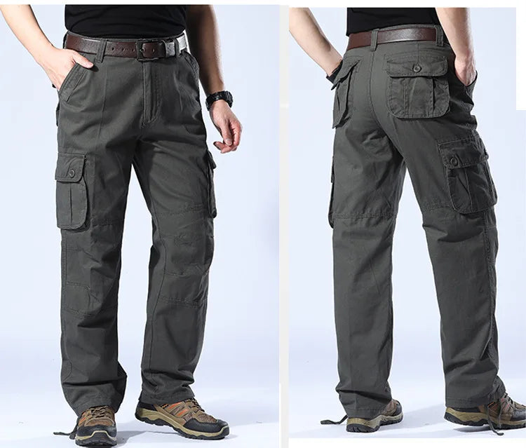Tactical Cargo Pants Men Military Work Overalls Loose Straight Long Trousers Multi-Pocket Baggy Casual Cotton Army Slacks Pants