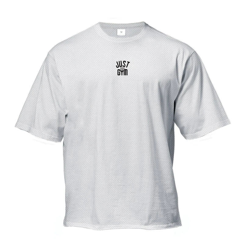 Oversized T shirt Men Loose Drop Shoulders Gym Clothing Bodybuilding Fitness Streetwear Hip-Hop T-shirt Quick Dry Mesh Sport Tee