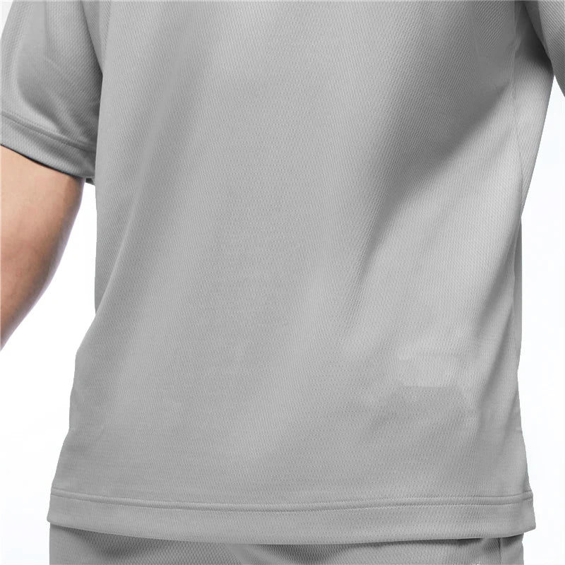 Oversized T shirt Men Loose Drop Shoulders Gym Clothing Bodybuilding Fitness Streetwear Hip-Hop T-shirt Quick Dry Mesh Sport Tee