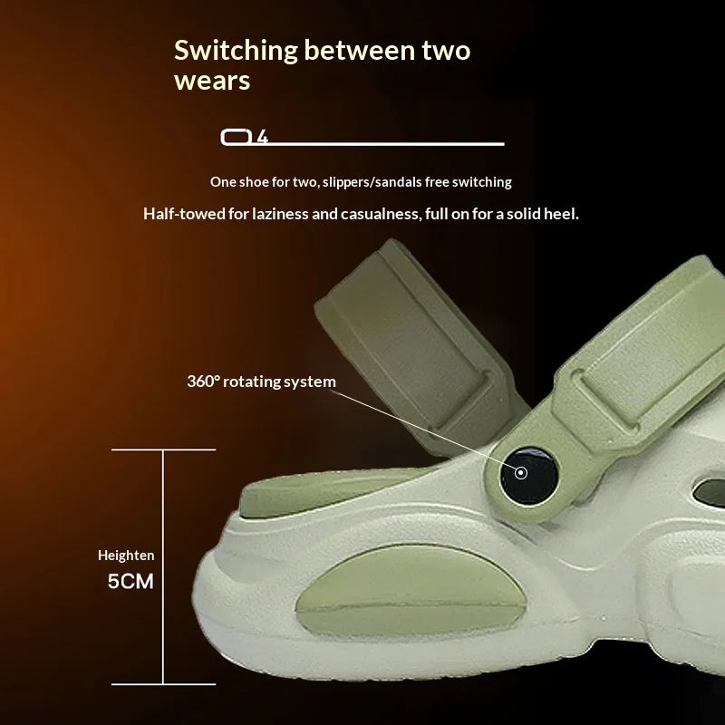 Summer Men's Thick-Soled Non-Slip Breathable Toe-Cap Sandals Casual Beach Slippers
