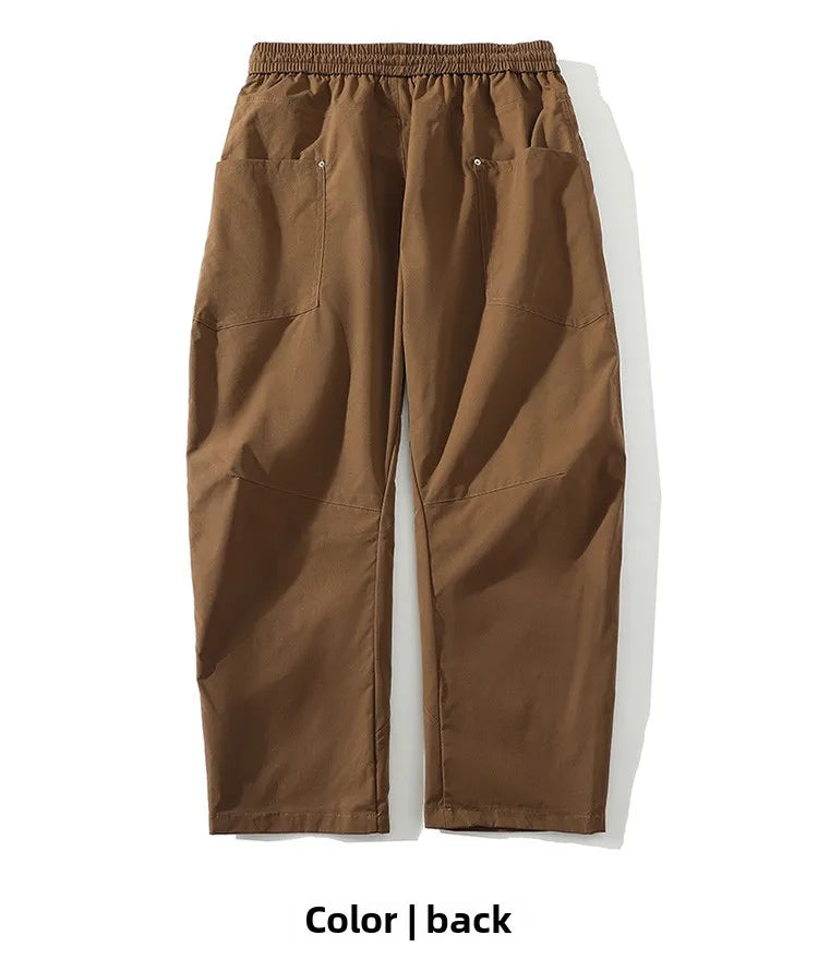 Men's Spring Summer Fashion Cargo Pants with Elastic Solid Color Multi-Pocket Long Pants Suitable for Outdoor Sports and Leisure