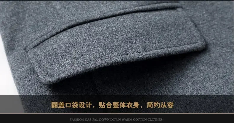 Winter Jacket Men Fashion Business Slim-fit British Style Solid Color Outdoor Cold Casual Trend Thickened Tweed Coat