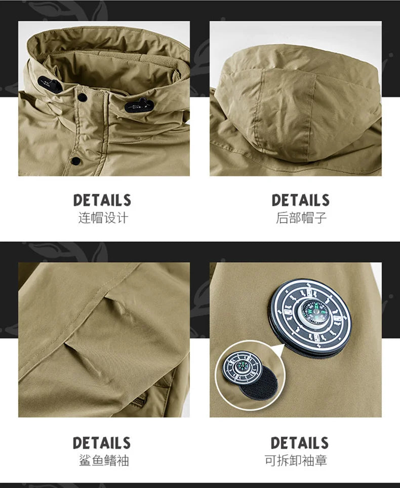 Winter Jacket Men Outwear Fleece Liner Warm Hooded Men multi-pocket Cargo Jacket Men Windproof Casual Hiking Coat Male Clothing