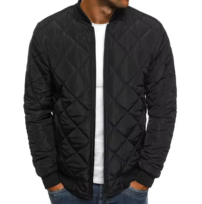 Winter New Jacket Men's Baseball Collar Mesh Pressed Lightweight  Jacket Vintage Flight Casual Long Sleeve