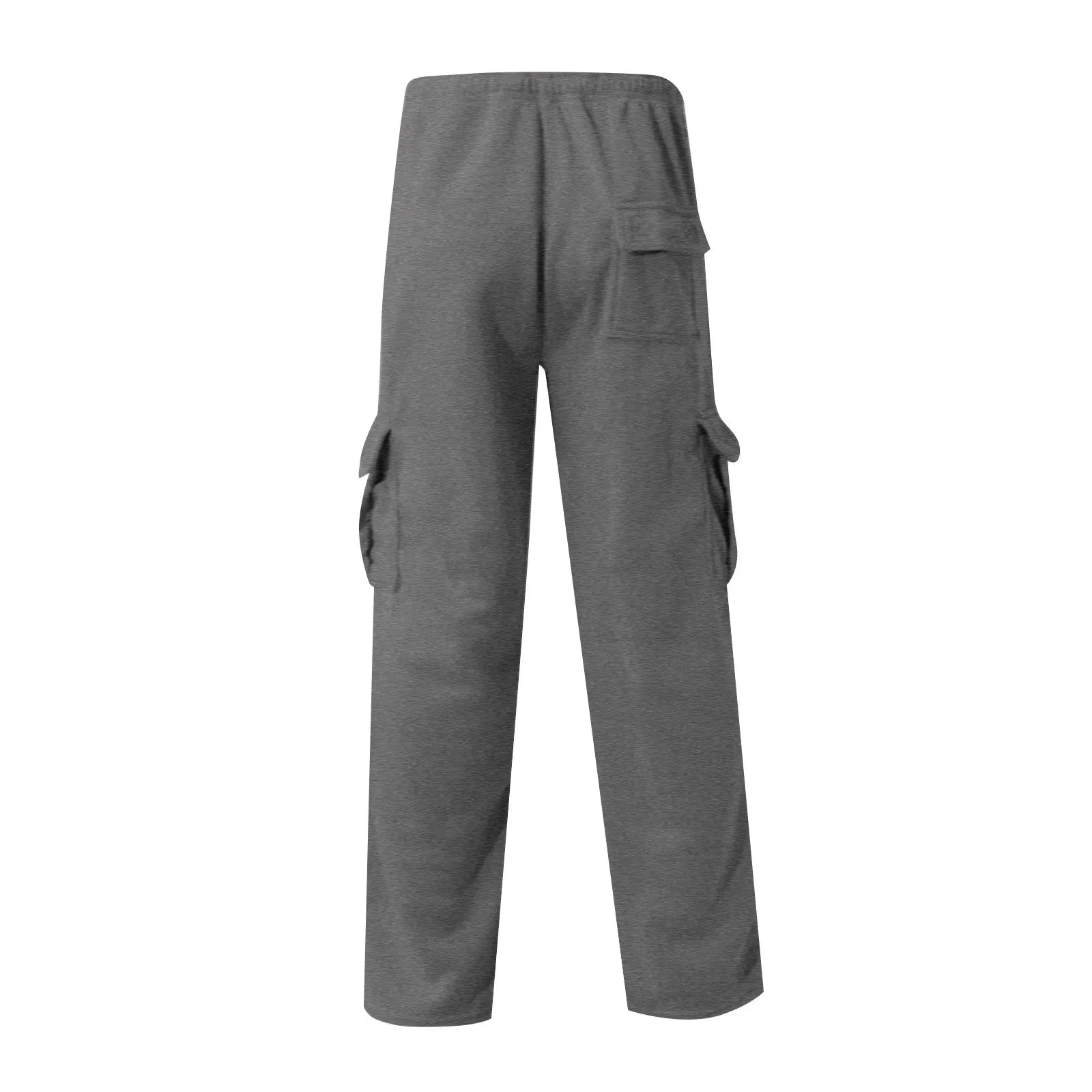 Men'S Cargo Pants Rope Loosening Waist Solid Color Pocket Trousers Comfortable Loose Sports Trousers Casual Wide Leg Pants