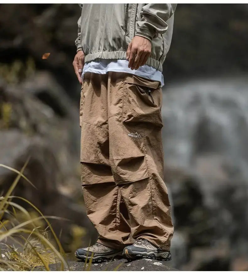 Men's Pants Cargo Punch Pants for Men Summer American Paratrooper Thin Drawstring Casual Outdoor Hiking Pant Loose Casual Trip