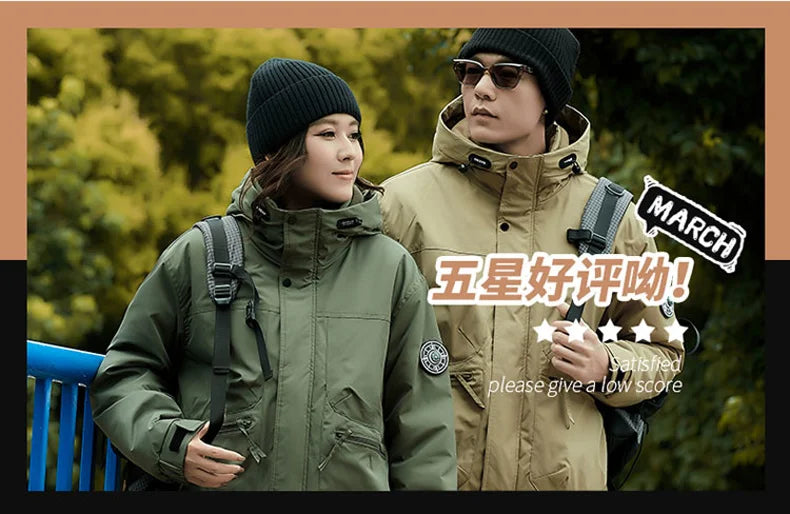Winter Jacket Men Outwear Fleece Liner Warm Hooded Men multi-pocket Cargo Jacket Men Windproof Casual Hiking Coat Male Clothing