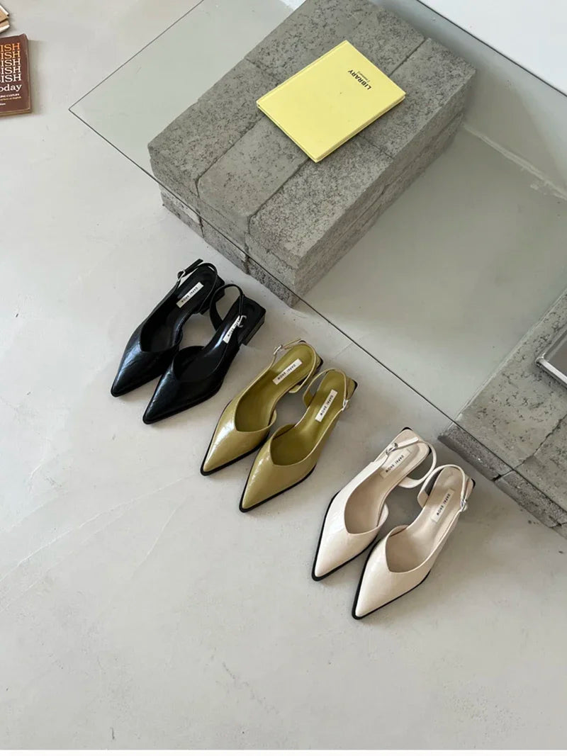 Summer Women's Cover Toe Sandals Elegant Shallow Slip On Shoes Comfort Low Heel Dress Street Style Shoes woman heeled sandals