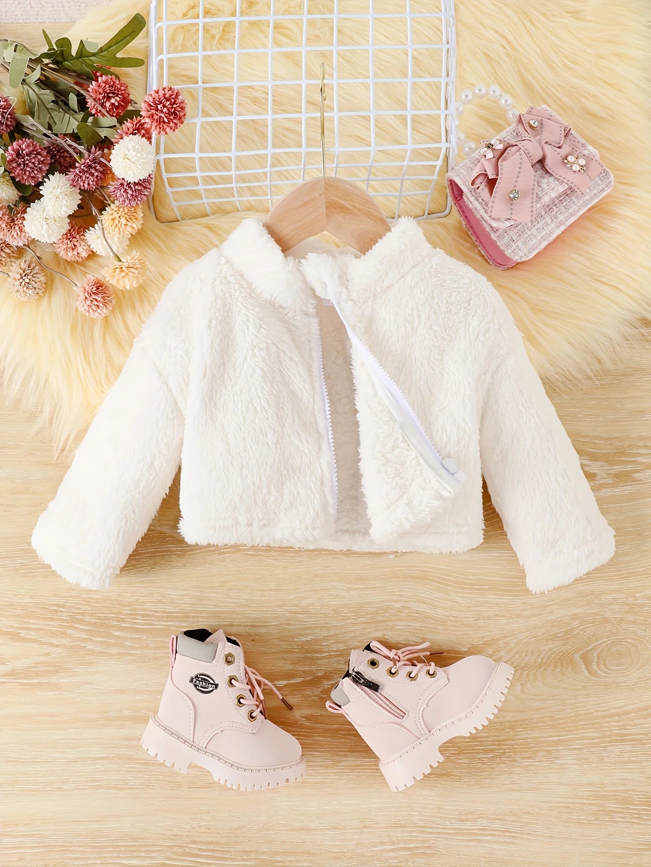 Winter Windproof Plush Jacket Fashionable Baby Girl Autumn And Winter Warm Coat Warm Comfortable And Cute Zipper Shirt