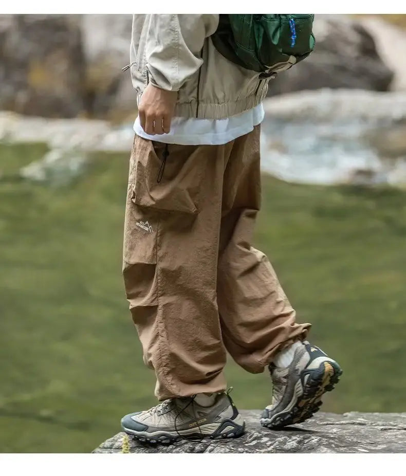 Men's Pants Cargo Punch Pants for Men Summer American Paratrooper Thin Drawstring Casual Outdoor Hiking Pant Loose Casual Trip