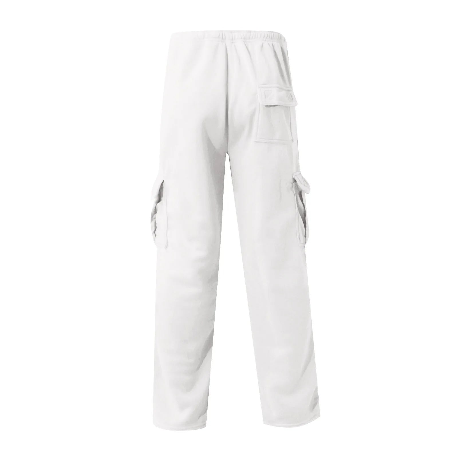 Men'S Cargo Pants Rope Loosening Waist Solid Color Pocket Trousers Comfortable Loose Sports Trousers Casual Wide Leg Pants