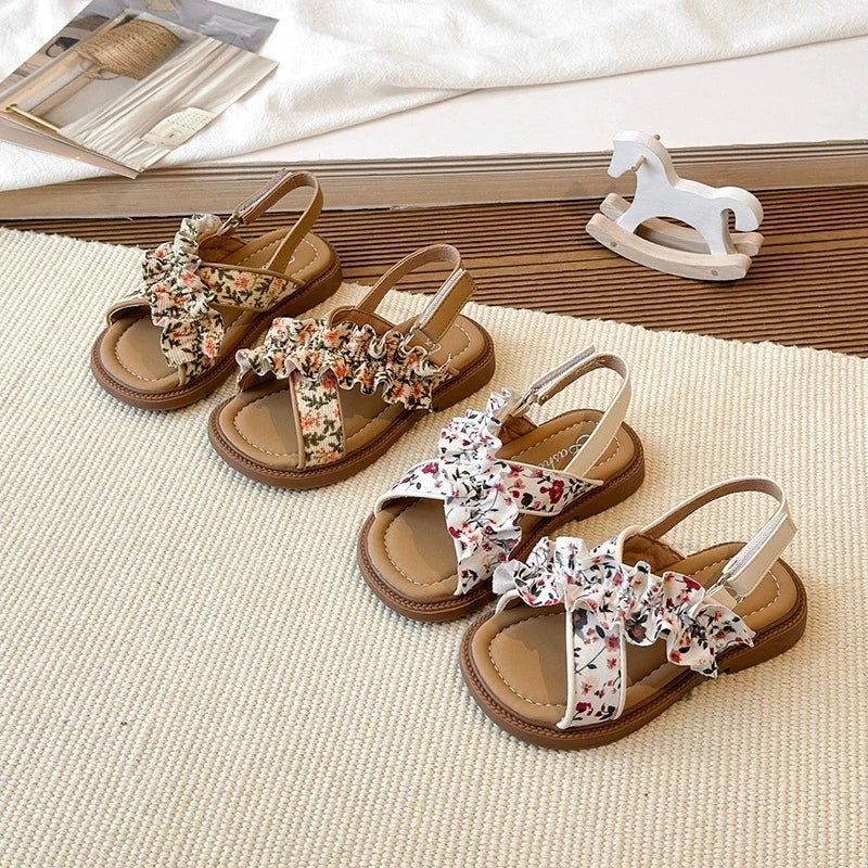 Summer Kids Sandals Fashion Flower Soft Bottom Girls Beach Sandals Princess Shoes Slippers
