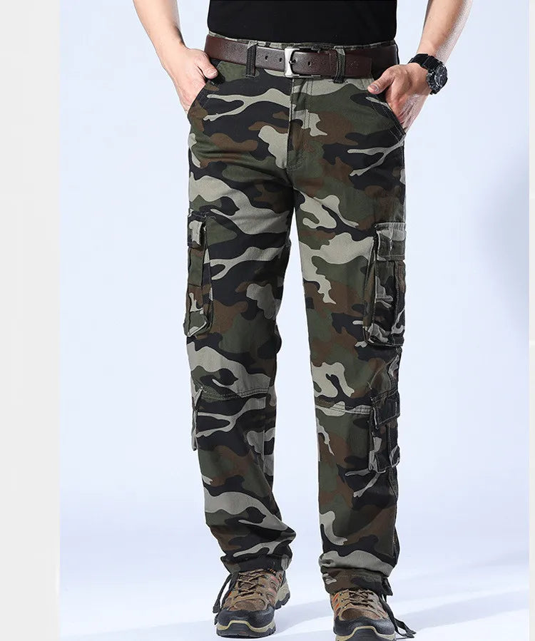 Tactical Cargo Pants Men Military Work Overalls Loose Straight Long Trousers Multi-Pocket Baggy Casual Cotton Army Slacks Pants