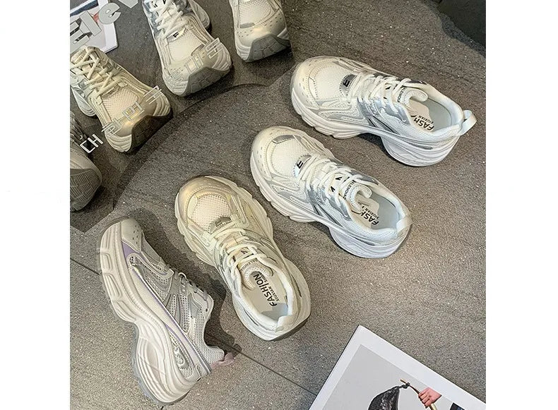 Sneakers for Women 2026 New Style Thick Sole Retro Breathable Lightweight Autumn Height Increasing Casual Sports Shoes Trend