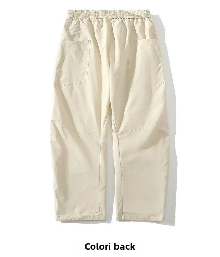 Men's Spring Summer Fashion Cargo Pants with Elastic Solid Color Multi-Pocket Long Pants Suitable for Outdoor Sports and Leisure