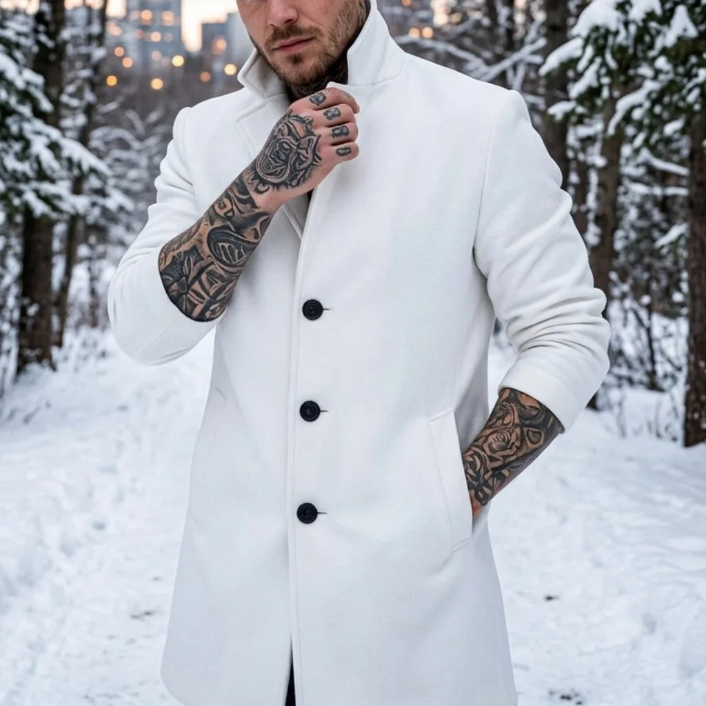Winter Men's Jacket Outdoor Cold Coats Single Breasted Simple Coat Windbreaker Woolen Blend Men Business Casual Jacket Outerwear