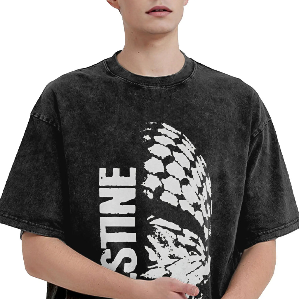 Oversized Washed T-Shirt Palestine Map  Cotton T Shirts  Novelty Tee Shirt for Men Summer Y2K Fun Print Clothing
