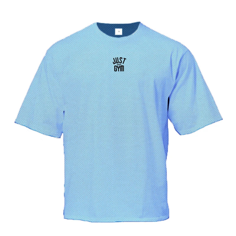 Oversized T shirt Men Loose Drop Shoulders Gym Clothing Bodybuilding Fitness Streetwear Hip-Hop T-shirt Quick Dry Mesh Sport Tee