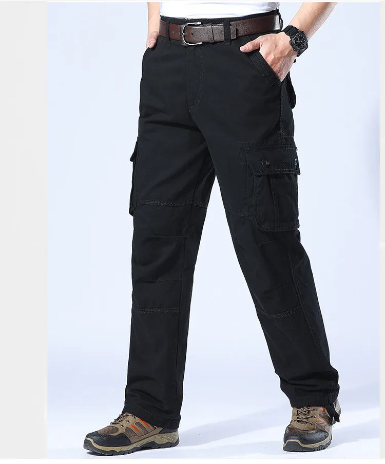 Tactical Cargo Pants Men Military Work Overalls Loose Straight Long Trousers Multi-Pocket Baggy Casual Cotton Army Slacks Pants
