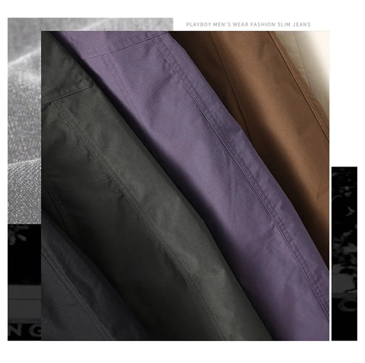 Men's Spring Summer Fashion Cargo Pants with Elastic Solid Color Multi-Pocket Long Pants Suitable for Outdoor Sports and Leisure