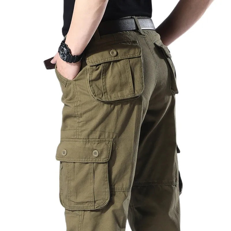 Tactical Cargo Pants Men Military Work Overalls Loose Straight Long Trousers Multi-Pocket Baggy Casual Cotton Army Slacks Pants