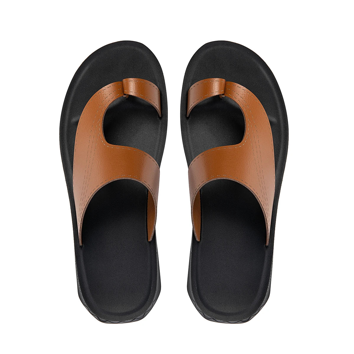 Summer Sandals High Quality Leather Men Bare Toe Slippers Men Shoes Slip on Casual Shoes Outdoor Mens Slides Comfy Beach Sandals